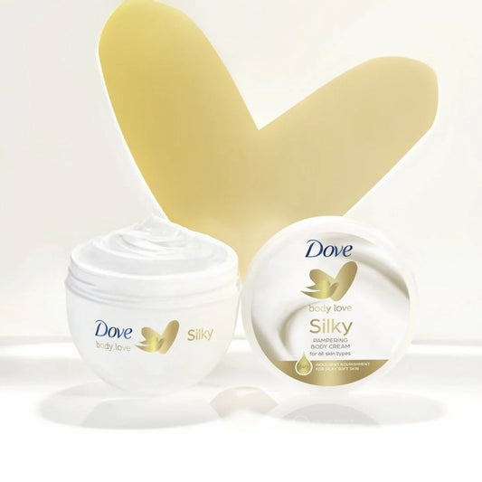 Dove Silky Moisturizing Body Cream 300ml – Deep Hydration with Rich Essential Oils and Skin-Nourishing Nutrients